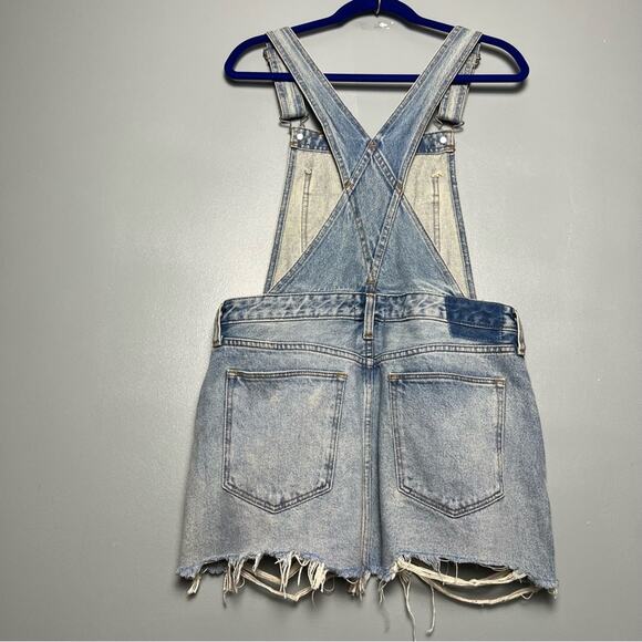 Abercrombie & Fitch Overall Skirt Light Wash Denim Mini Dress Women’s Size S - Picture 2 of 10
